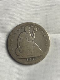 1867 US Coin Liberty Seated Half Dollar 50c