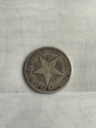 Cuba 1915 20 Centavos Cuba Silver Coin