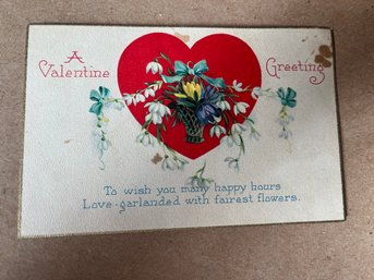 Vintage Love Garlanded Post Card Valentine