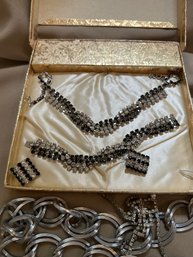 Vintage Costume Jewelry Lot - Includes Rhinestone Demi Set In Box & Necklaces