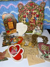1923-1935 Lot Of Homemade Valentines And Valentine Pieces Lot Ranging
