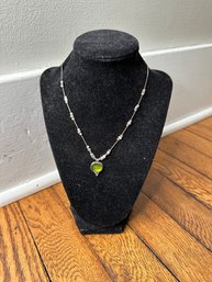 Necklace 925 Silver With Green Stone Jewelry Pendent