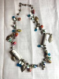 Beads Basket Bells And Long Glass Bead Necklace Vintage Necklace