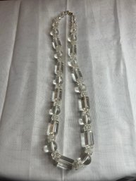 Clear Lucite Geometric Beaded Necklace