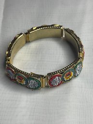 Vintage Micro Mosaic Gold Tone Bracelet