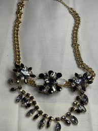 Huge Black And White Rhinestone Necklace