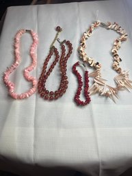 Vintage Mixed Bead And Shell Necklace Lot