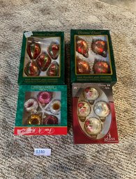 Glass Christmas Bulb Lot Of Four Packages Antique