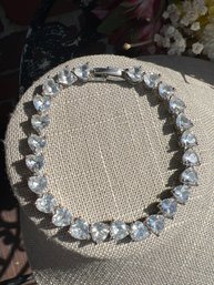 Beautiful Heart Shaped Stone Bracelet Signed CN Jewelry