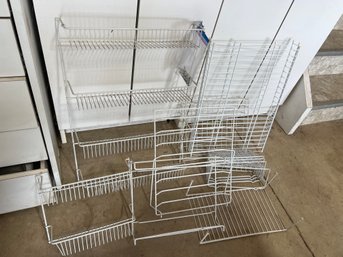 Lot Of White Metal Racks Shelves And Storage Units