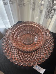 Pink Depression Glass 2 Piece Lot - Platter & Bowl
