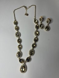Gorgeous Monet Signed Rhinestone Necklace & Earrings Set