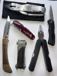 Lot Of 6 Pocket Knives / Tools