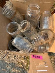 Entire Box Filled W Vintage Glass Mason / Canning Jars