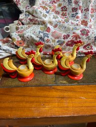 (5) Vintage 1960 And 1961  Holt Howard Rooster Chicken Candle Holders
