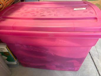 Huge Pink Tub Of Material / Fabric Lot
