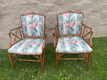 Vintage Pair Of Rattan Bamboo Style Chairs
