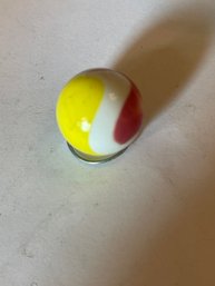 Vintage Marble Shooter - Yellow Red White Swirl