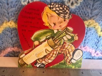 Par The Course Vintage Golf Themed Valentine Card Dated 1949