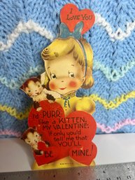 Vintage Id Purr Like A Kitten Valentine Card Dated 1947
