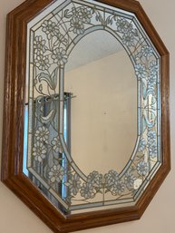 Lovely Vintage Wood Mirror With Floral Design