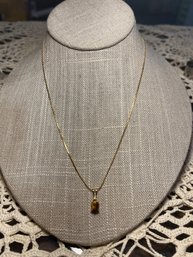 Tigers Eye Pendant With Gold Filled Necklace 1/20 12k Gold Filled