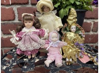 Collection Of Four Vintage Porcelain Dolls