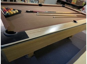 Vintage Pool Table With Accessories