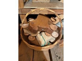 Wood Pull Toys In Basket