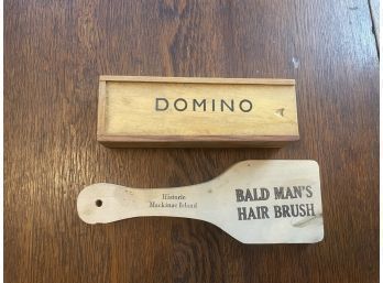 Vintage Dominos And Souvenir Mackinac Bald Man Brush