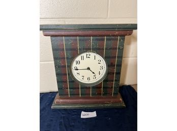Painted Plaid Holiday Mantle Clock