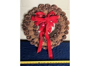Vintage Hand Wired Pine Cone Holiday Wreath