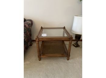 End Table With Glass Top Wood Living Room