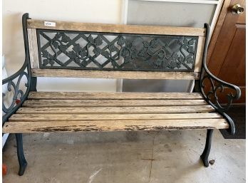 Lovely Wood & Wrought Iron Park Bench
