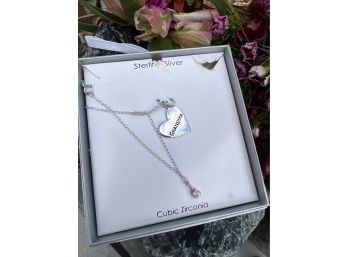 Sterling Silver Grandma Pendant Necklace In Box
