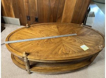 Stunning Vintage Coffee Table With Cane Wicker Bottom