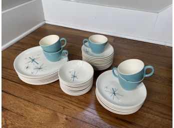 Retro Diner Plates Dishes Cups Bowls Light Blue