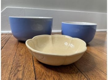 Stoneware Bowl Lot Of Three Bowls