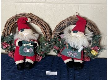 Pair Of Mr & Mrs Clause Snowman Wreaths