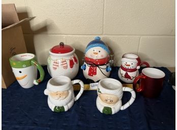 Large Lot Of Christmas Dishes - Canister / Mugs / Vintage Christmas & More!