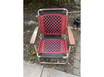 Chair Woven Black And Red Folding