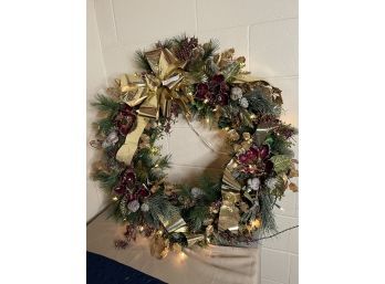 Stunning! Light Up Large Holiday Decoration Faux Floral Wreath