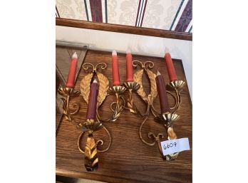 Pair Of Vintage Wall Candle Sconces