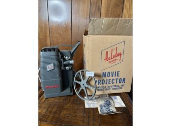Vintage Holiday 8mm Movie Projector & Screen