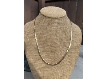 Solid 14K  Gold Stamped Diamond Cut Herringbone Necklace - 15.79 Grams 21 Long