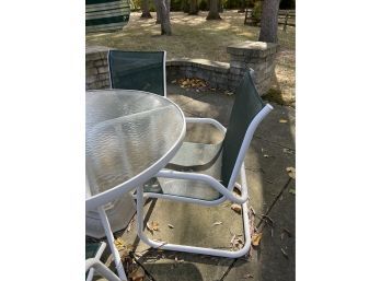 Outdoor Table & 4 Chairs With Umbrella With Stand Set
