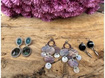 Jewelry Lot - Three Pairs Of Pierced Earrings