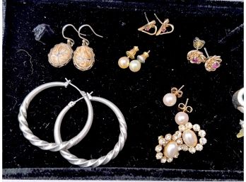 Jewelry Lot Of Eight Pairs Of Pierced Earrings