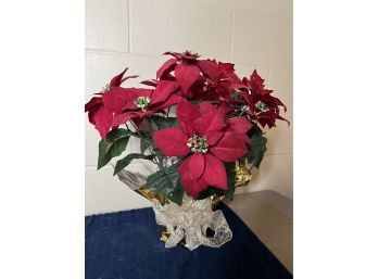 Large Faux Red Poinsettia With Lights