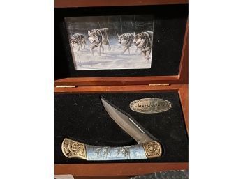 James Hautman Pocket Knife In Wood Presentation Box